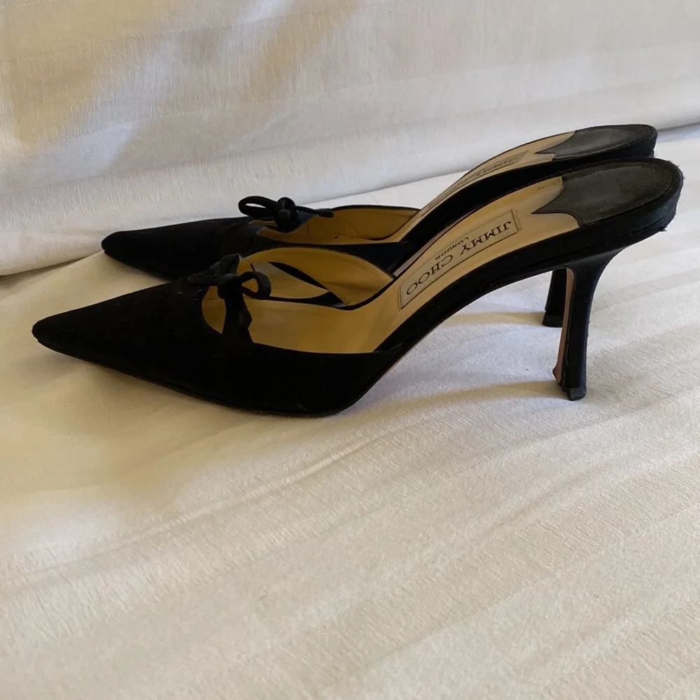 Jimmy Choo black satin mules - Picture 2 of 6
